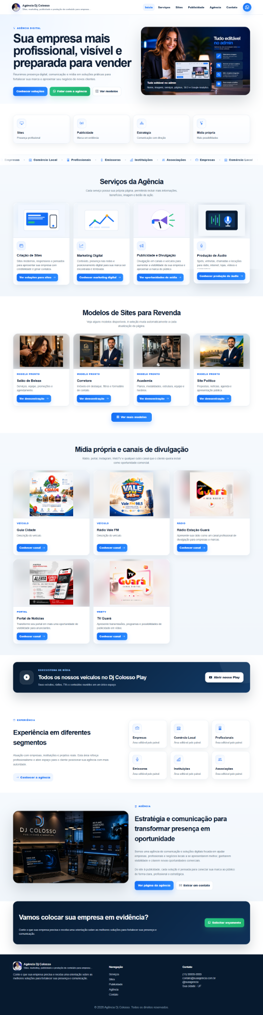 Modelo real do site administrável Sua Agência